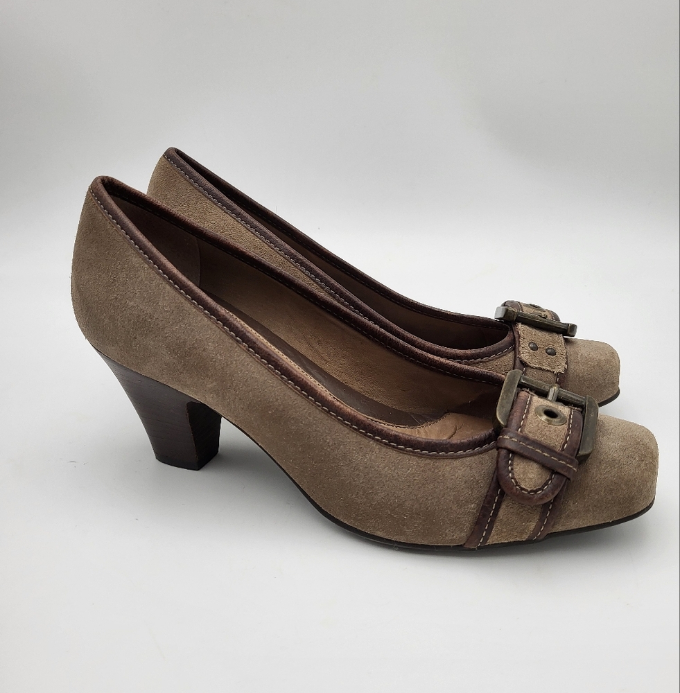 Nurture - Women's Suede Heels with Buckle - Size 8